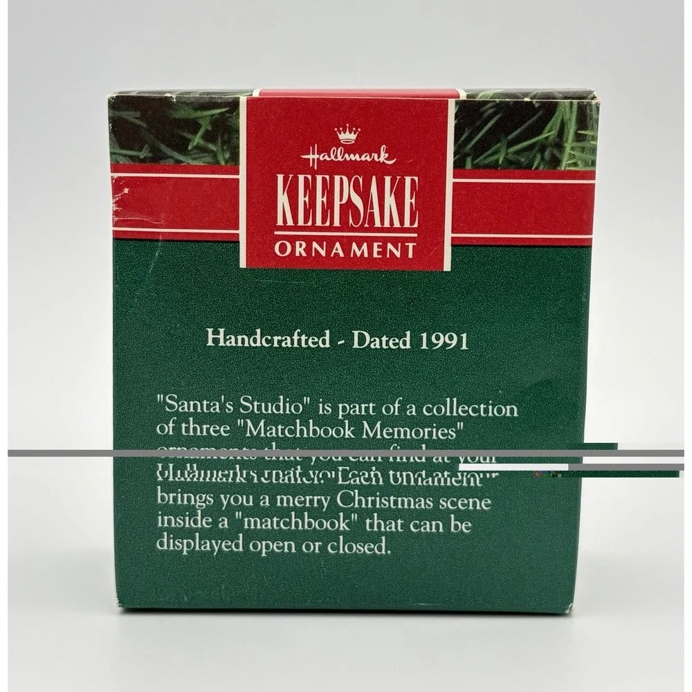Hallmark Keepsake Ornament 1991 Matchbook Memories Santa's Studio Miniature VTG